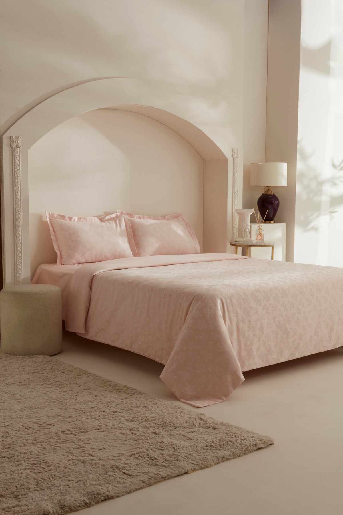 White Collection Viole Çift Kişilik Nevresim Takımı Pudra