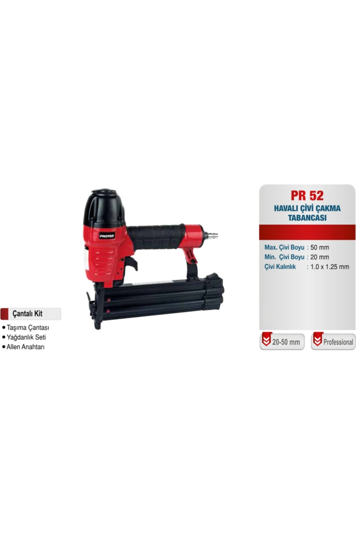 Pr 52 20-50 Mm Profesyonel Havalı Çivi Çakma Tabancası