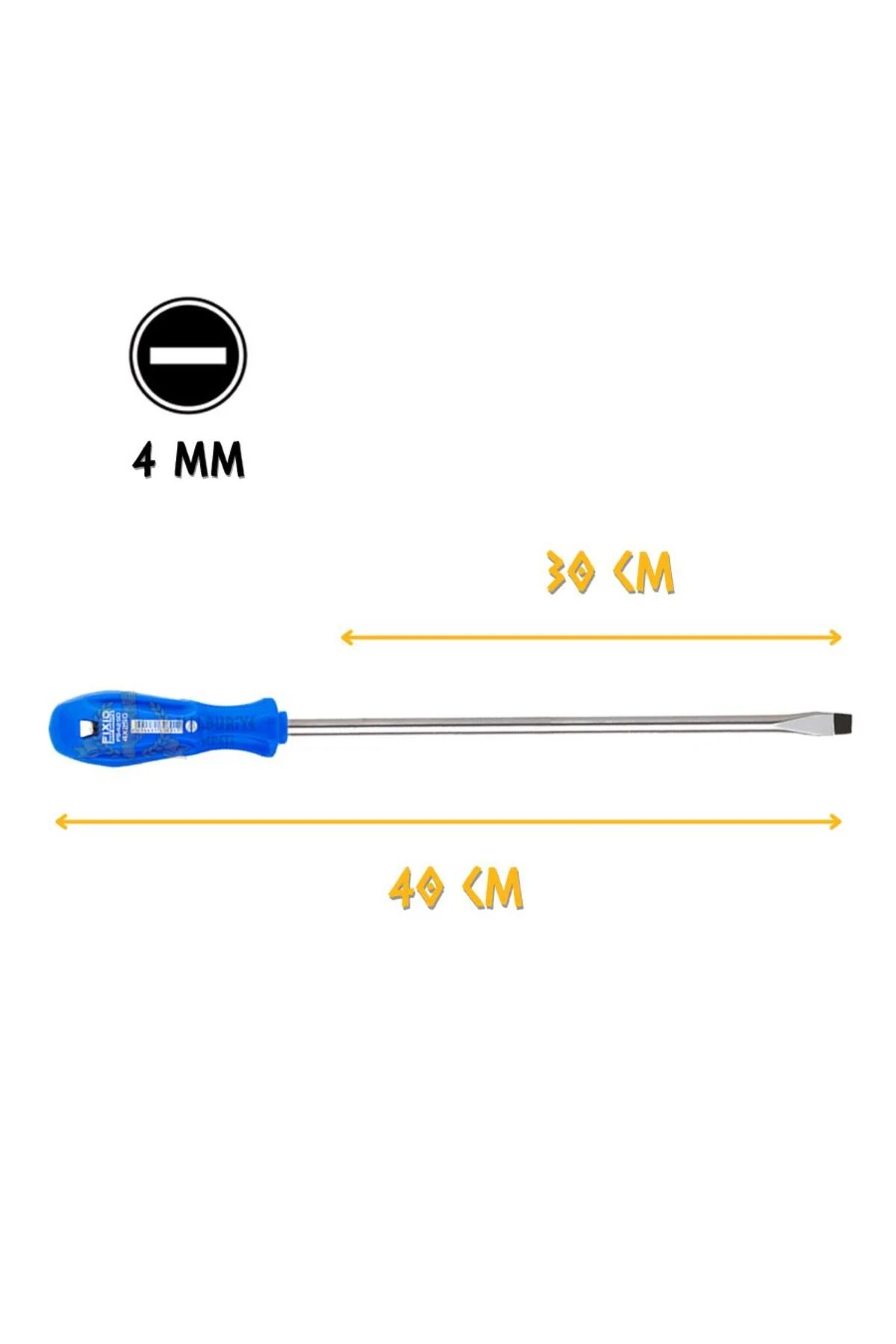 Uzun Şiş Tornavida Düz Uçlu 4.0 mm - 30 cm.
