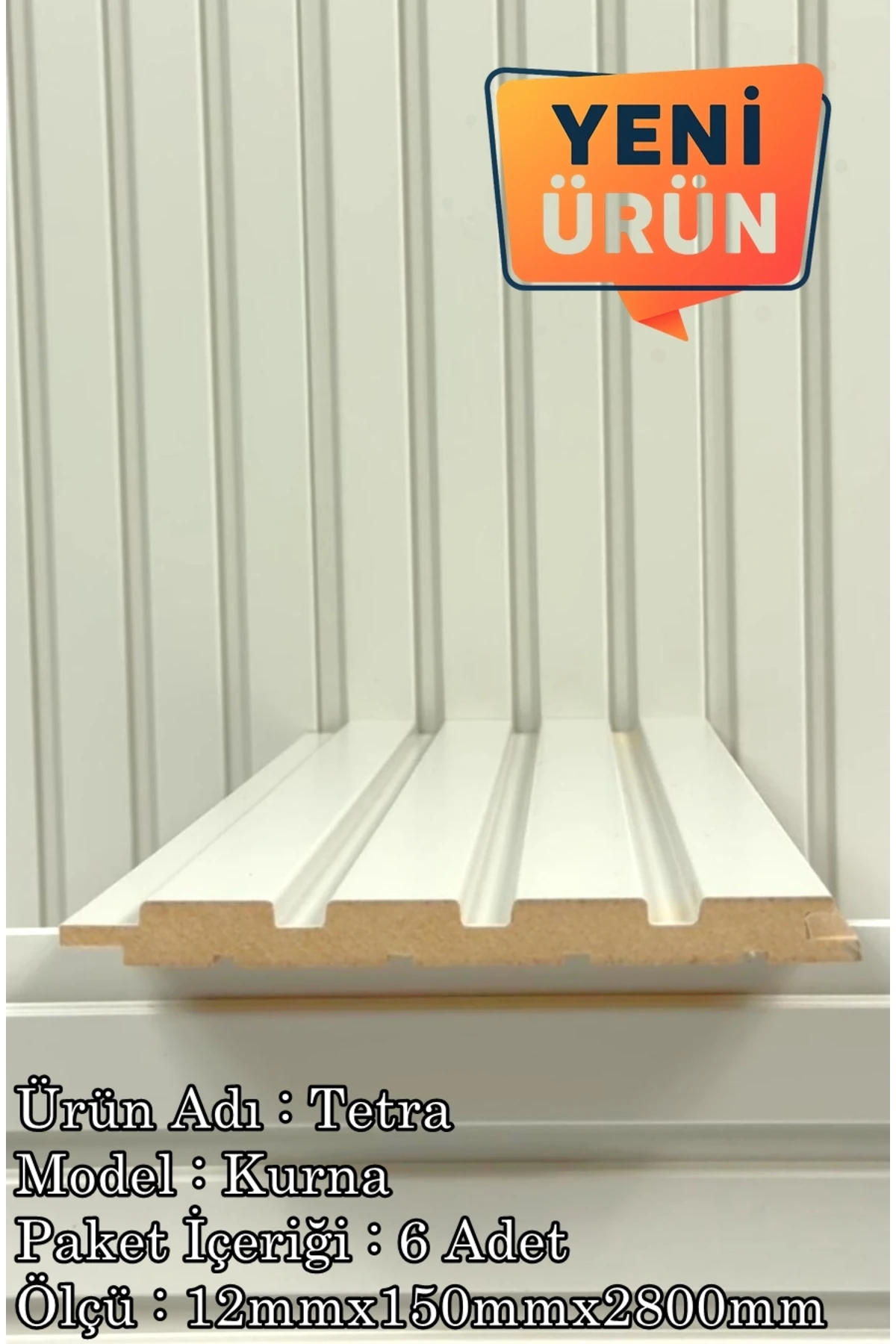 Mdf Duvar Paneli ve Duvar Lambrisi ve Vestiyer Tv Ünistesi Paneli 15X280 KURNA 6'LI