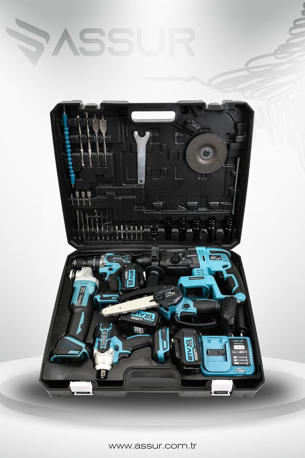 Profesyonel 21V Akülü 5'li Set Kırıcı Delici Hilti Taşlama Somun Sıkma Akülü Vidalama Budama T