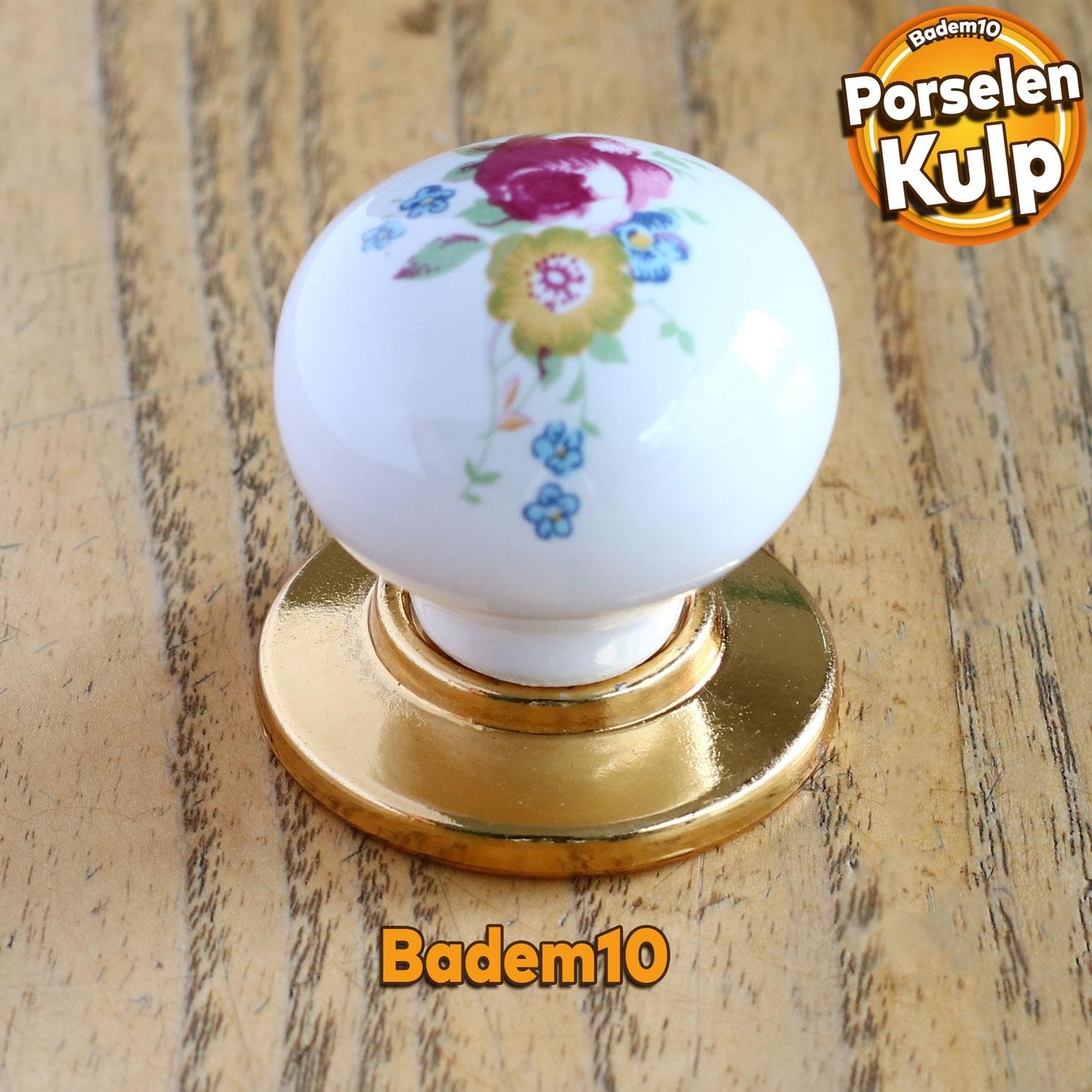 Gül Gerçek Porselen Gold Düğme Kulplar Mobilya Mutfak Dolabı Çekmece Dolap Kapak Kulpu Kulbu Altın