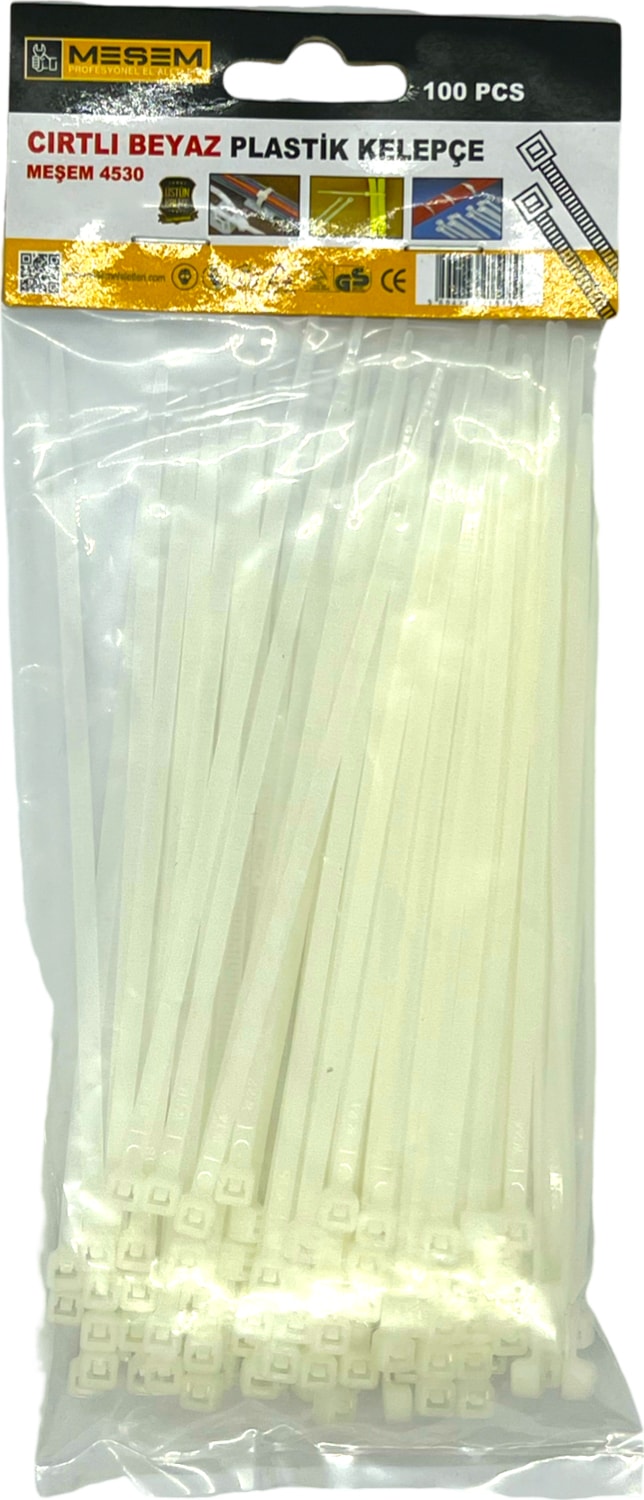 | Kablo Bağı, 100'LÜ Paket Plastik Kelepçe [3.6 Mm, 300 Mm, Beyaz]