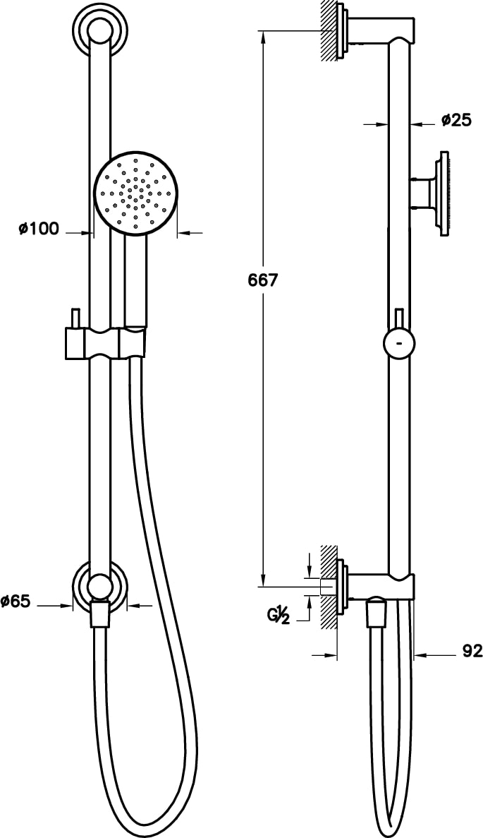 Origin A45796 Classic Sürgülü El Duşu Takımı, Krom