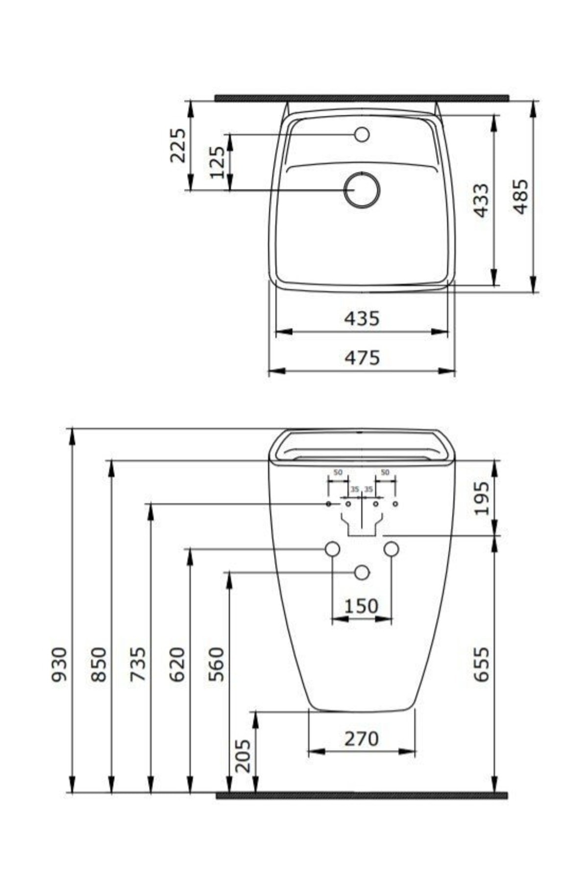 Firenze Asma Monoblok Lavabo, 48 Cm, Parlak Beyaz 1082-001-0126