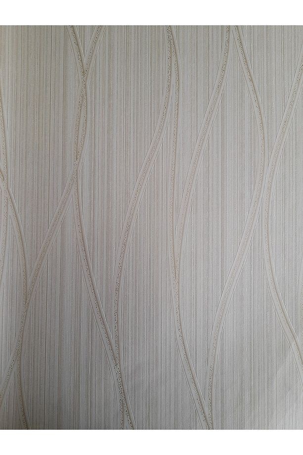 Geometrik Desenli Krem Rengi Duvar Kağıdı (5m2)