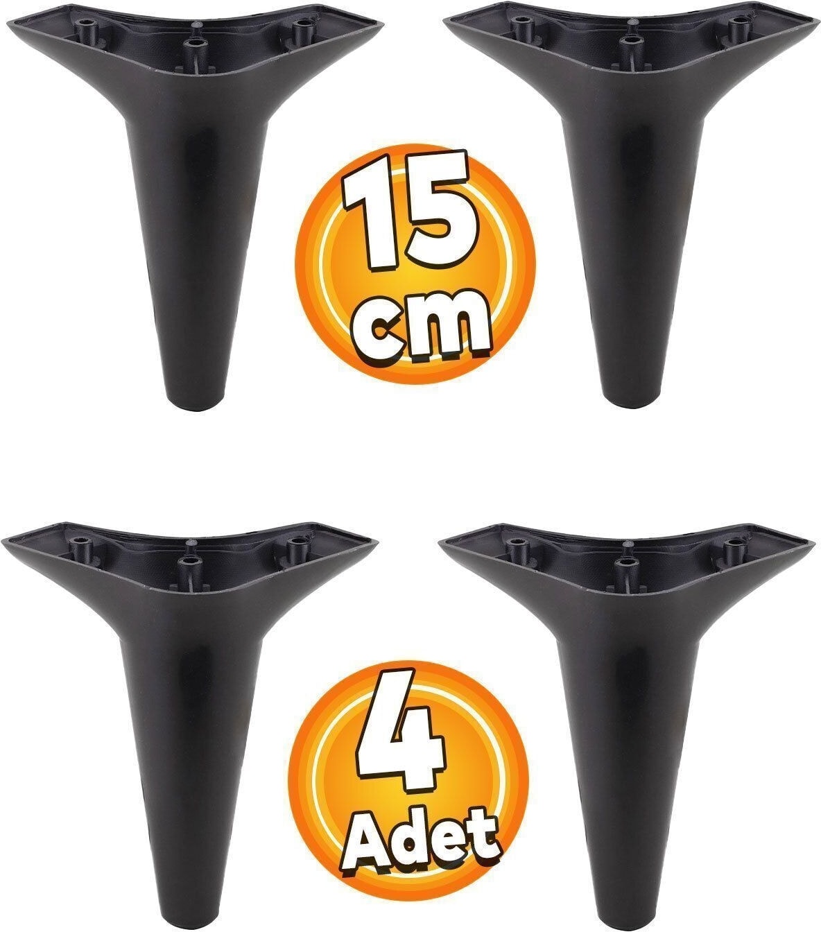 Mobilya Kanepe Koltuk Ayağı 15 cm Siyah Ayakları (4 Adet)
