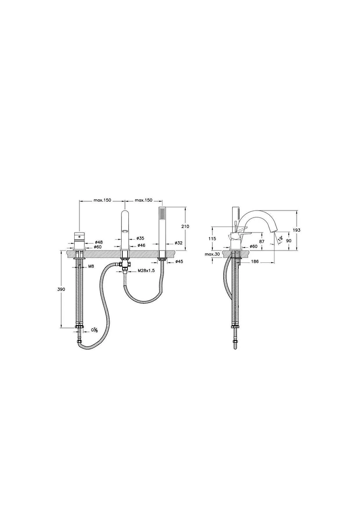 Flow Soft Küvet Bataryası (3 DELİKLİ) A43100