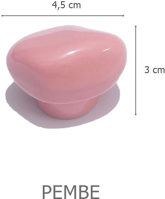5 Adet Porselen Pembe Taş Düğme Tek Vidalı Mobilya Dolap Kulp