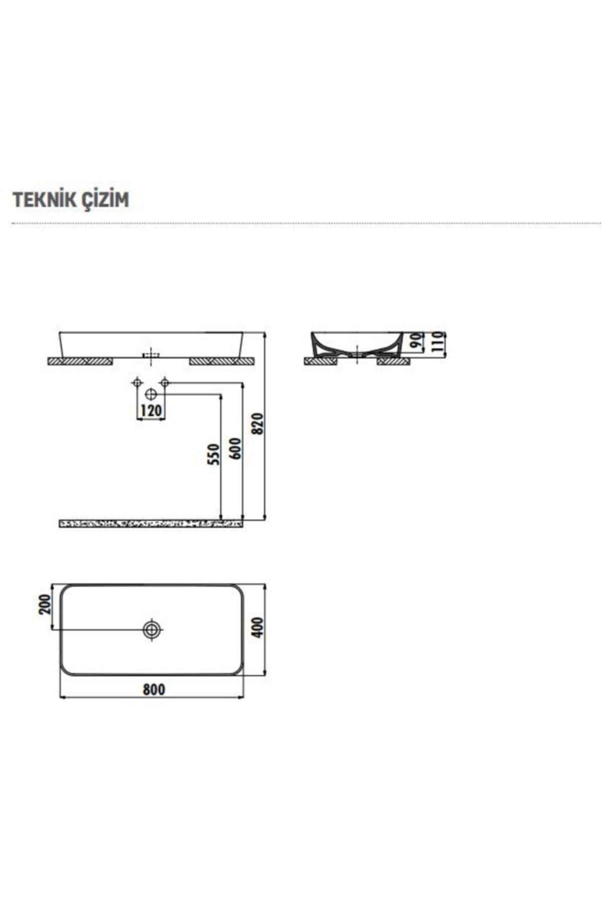 Ultra Tezgah Üstü 80 Cm Beyaz Lavabo Ul080