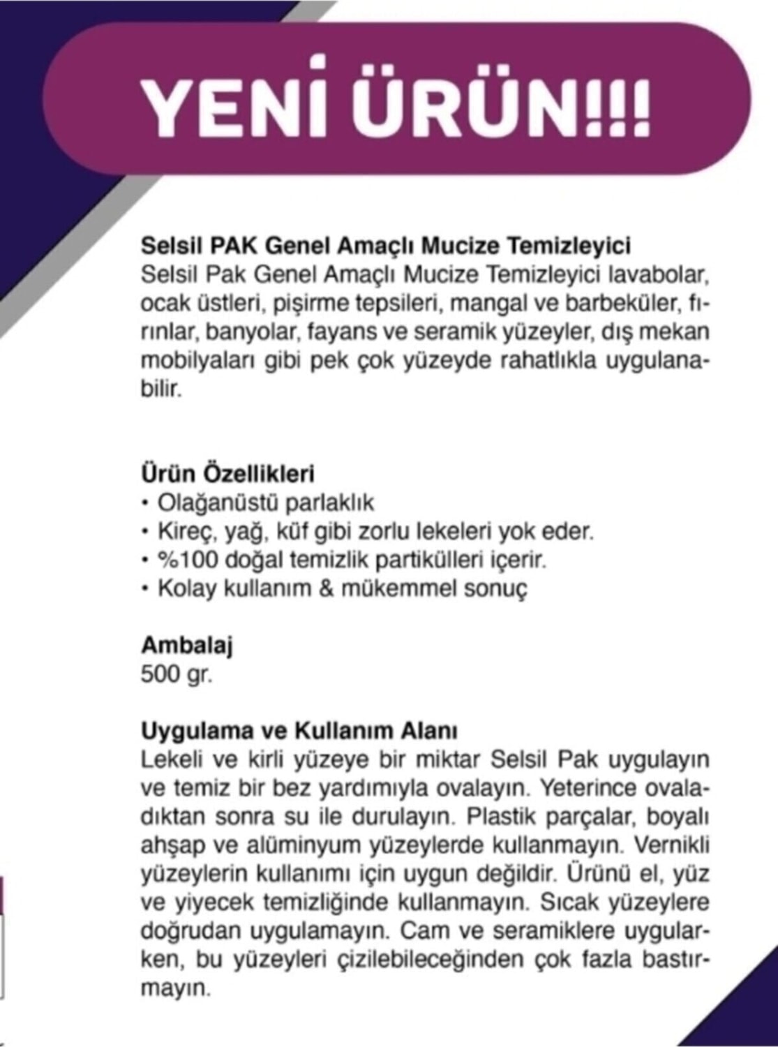 SELSİL 6 Adet--Pak Genel Amaçlı Mucize Temizleyic--I 6 Adet  Pak 6