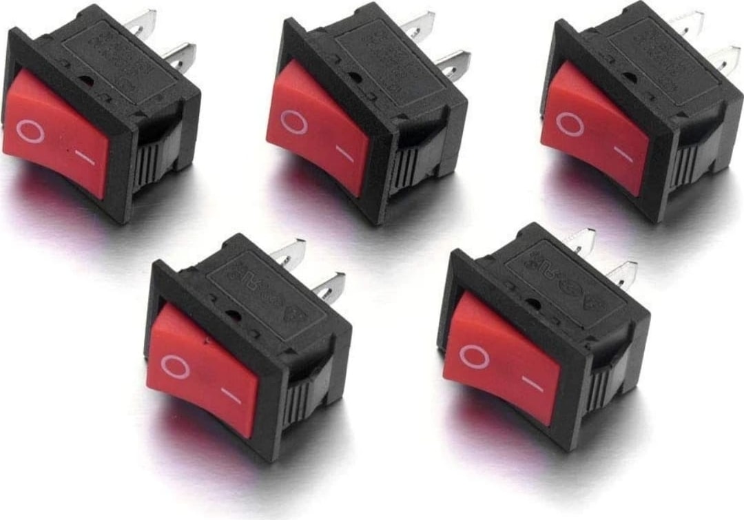 Aç Kapa Tek Konumlu Kırmızı Mini Anahtar On Of Switch Pano Tipi Güç Anahtarı 5'li Paket