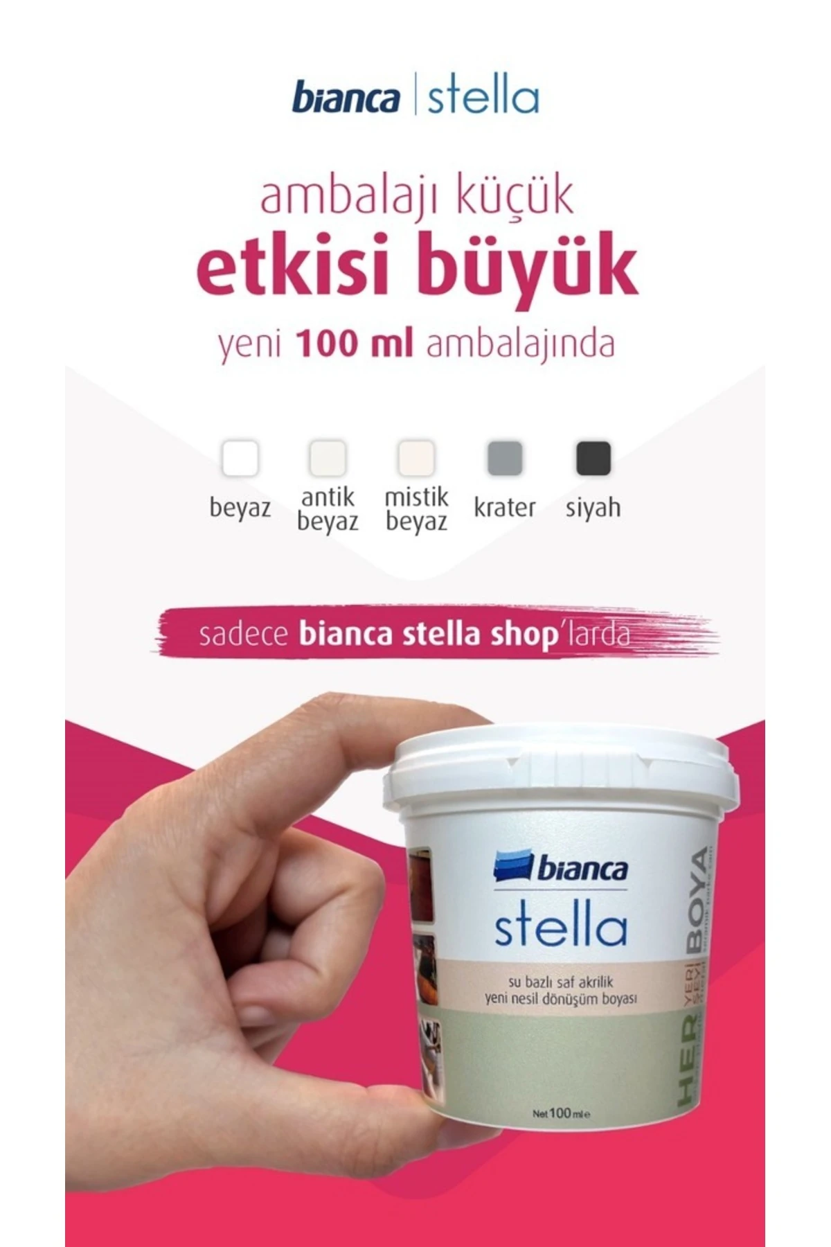 Stella Su Bazlı Saf Akrilik Siyah Yeni Nesil Dönüşüm Boyası 100 Ml