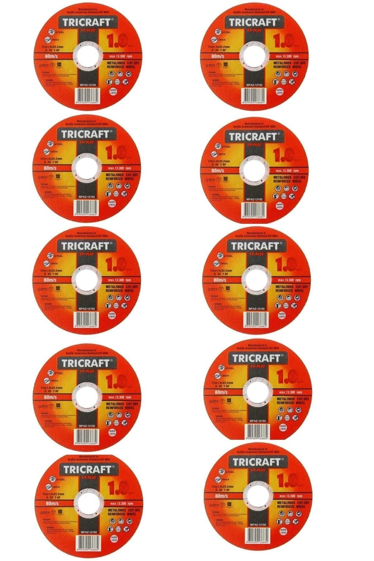 10 Adet Trıcraft 115x1x22.23 Mm Inox Kesici (MEŞEM-3301) 10 Adet