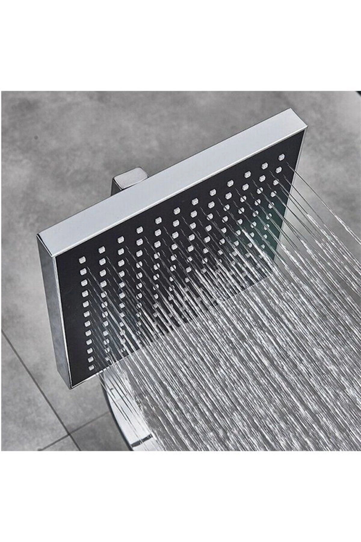 Duş Başlığı Seti  Kare Tasarım Tepe ve El Duş Başlı Hortum Tutacak ile Birlikte
