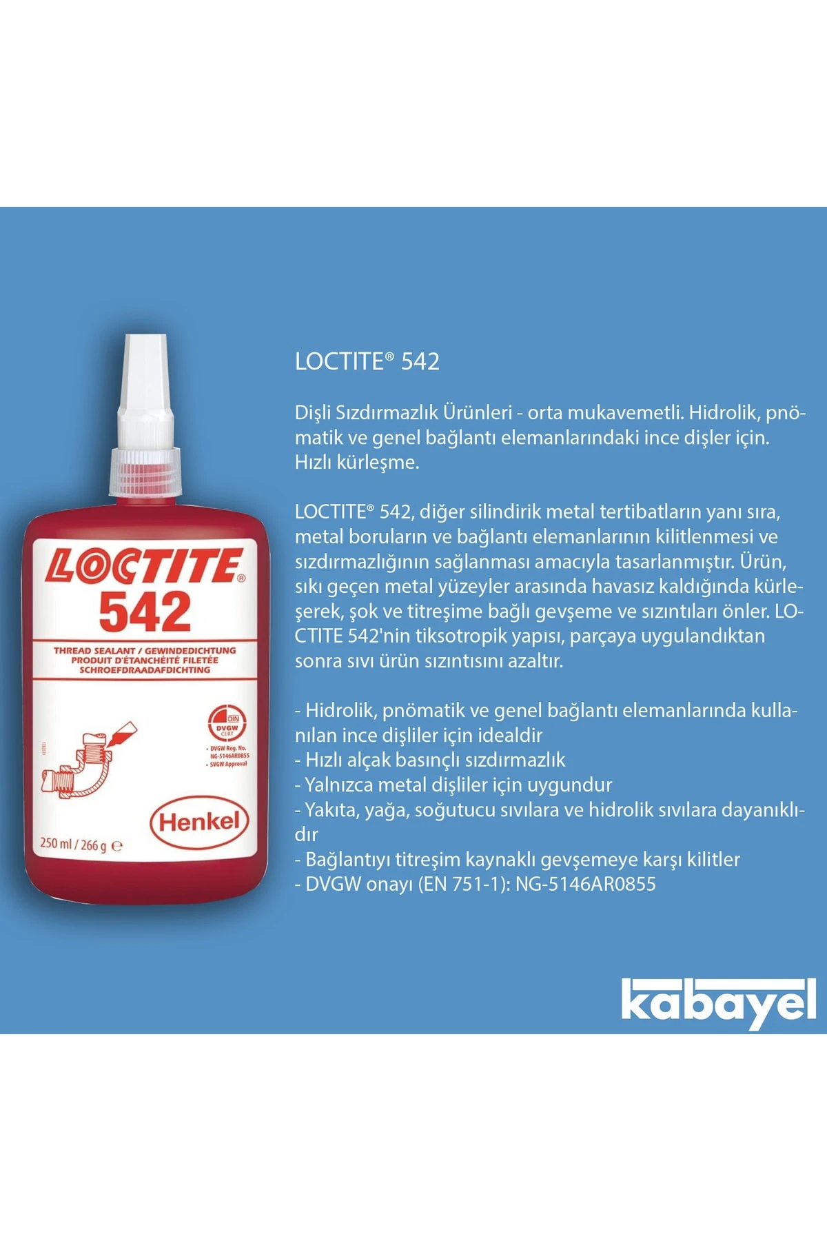 Loctite 542 250ml Dişli Sızdırmazlık Ürünü