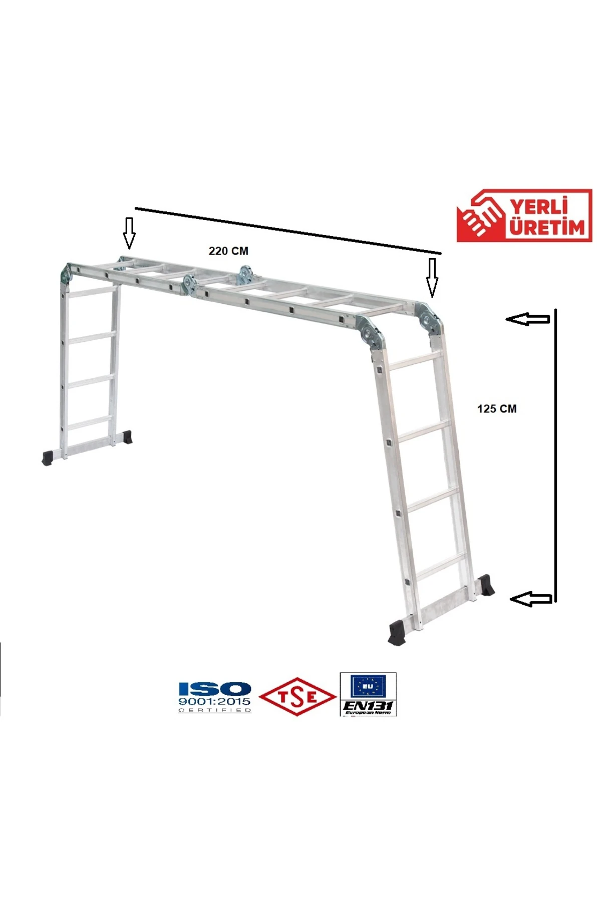 Çok Amaçlı Katlanır Akrobat Merdiven 1,6 mm 16 Basamak
