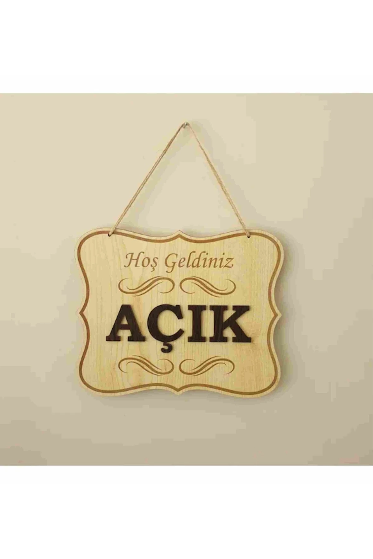 Açık Kapalı Yazılı Levha Ahşap Kabartma Mağaza Kapı Yönlendirme.