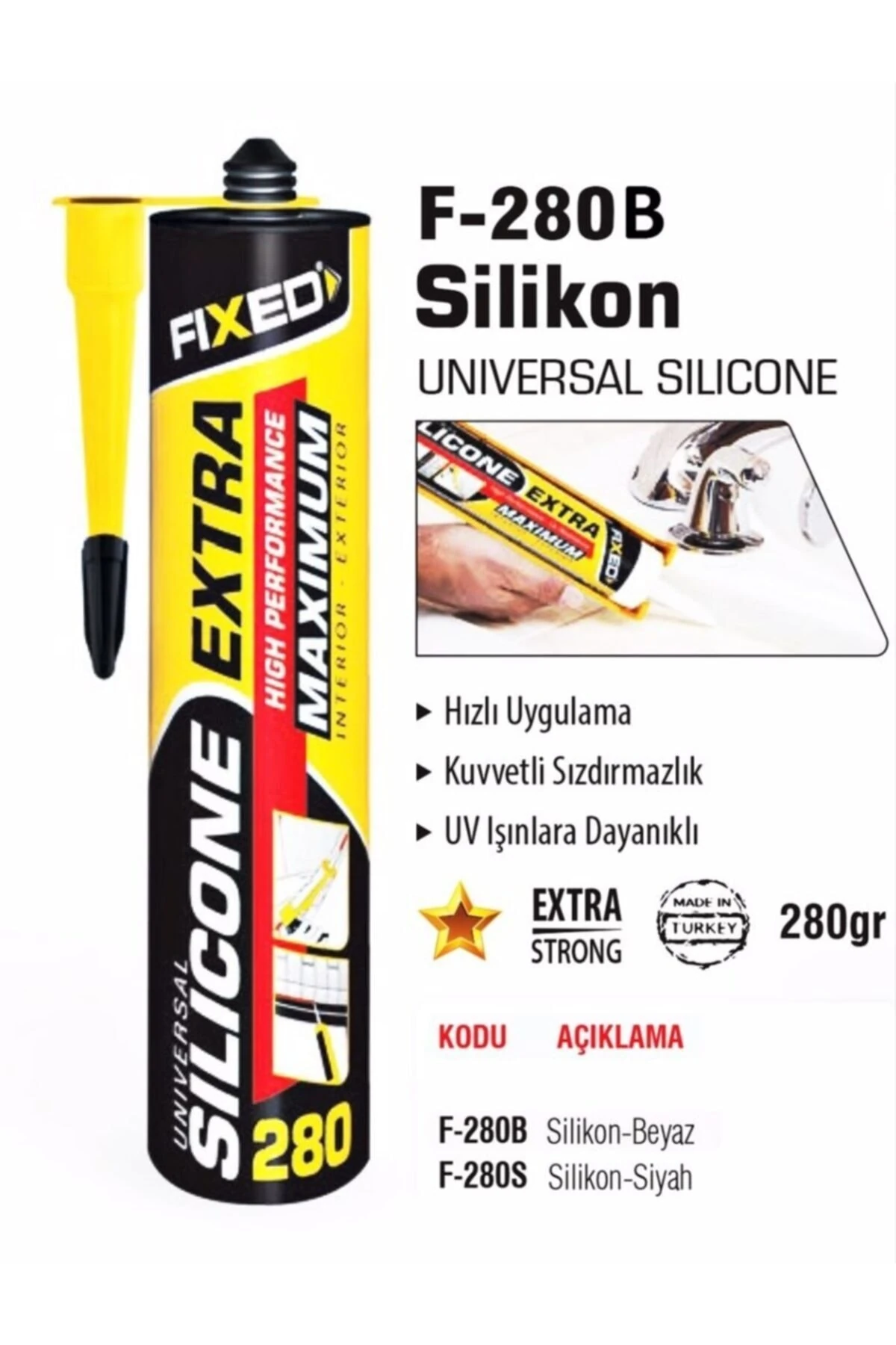 Fıxed F-280b Beyaz Renk Genel Amaçlı Silikon 280gr.
