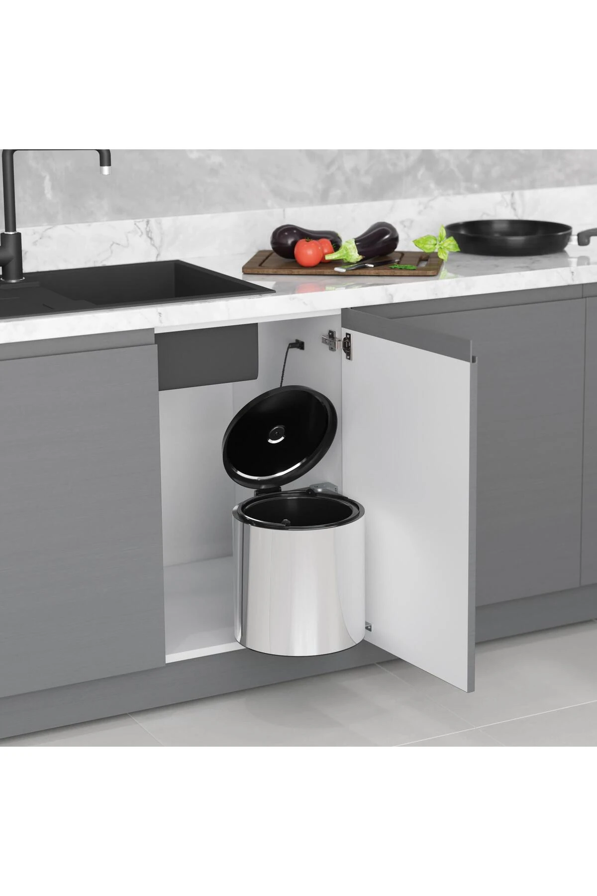 Çöp Kovası Paslanmaz 10lt Krom