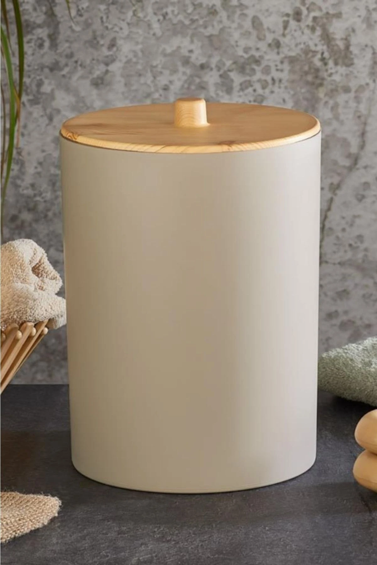 Bambu Desenli Mutfak Banyo Çöp Kovası, Kahverengi