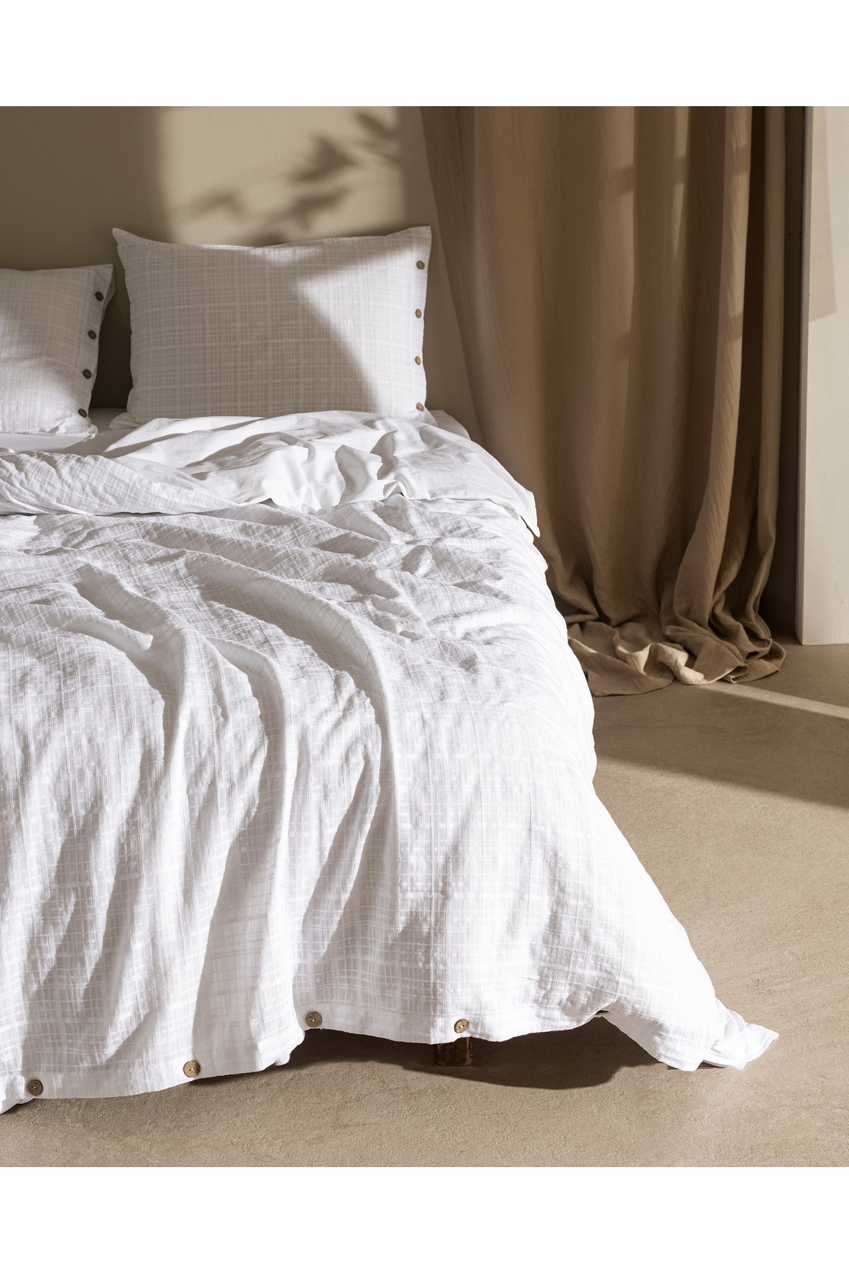 Lumiere King Size %100 Pamuk Armürlü Nevresim Takımı - Bej