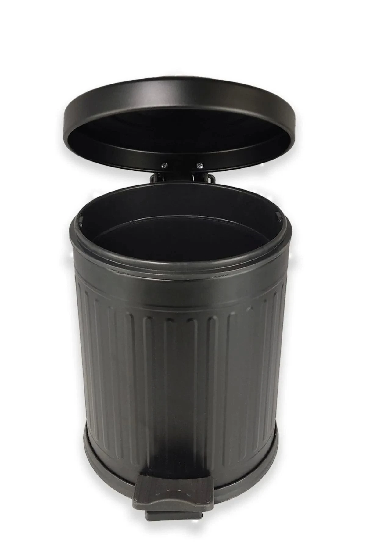 Siyah 12 Lt Pedallı Vintage Çöp Kovası Mutfak Çöp Kovası amortisörlü Banyo Çöp Kovası yavaş kapak