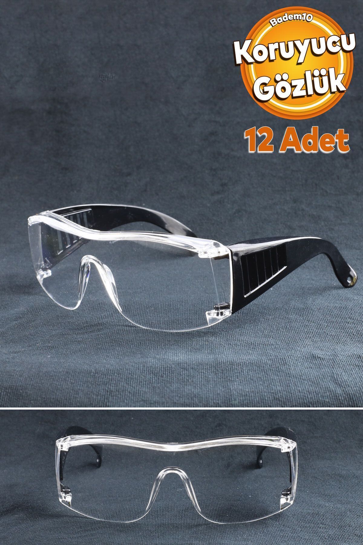12 Adet İş Güvenlik Gözlüğü Lazer UV Laboratuvar Laborant Koruyucu Kaynak Toz Korumalı Gözlük Şeffaf