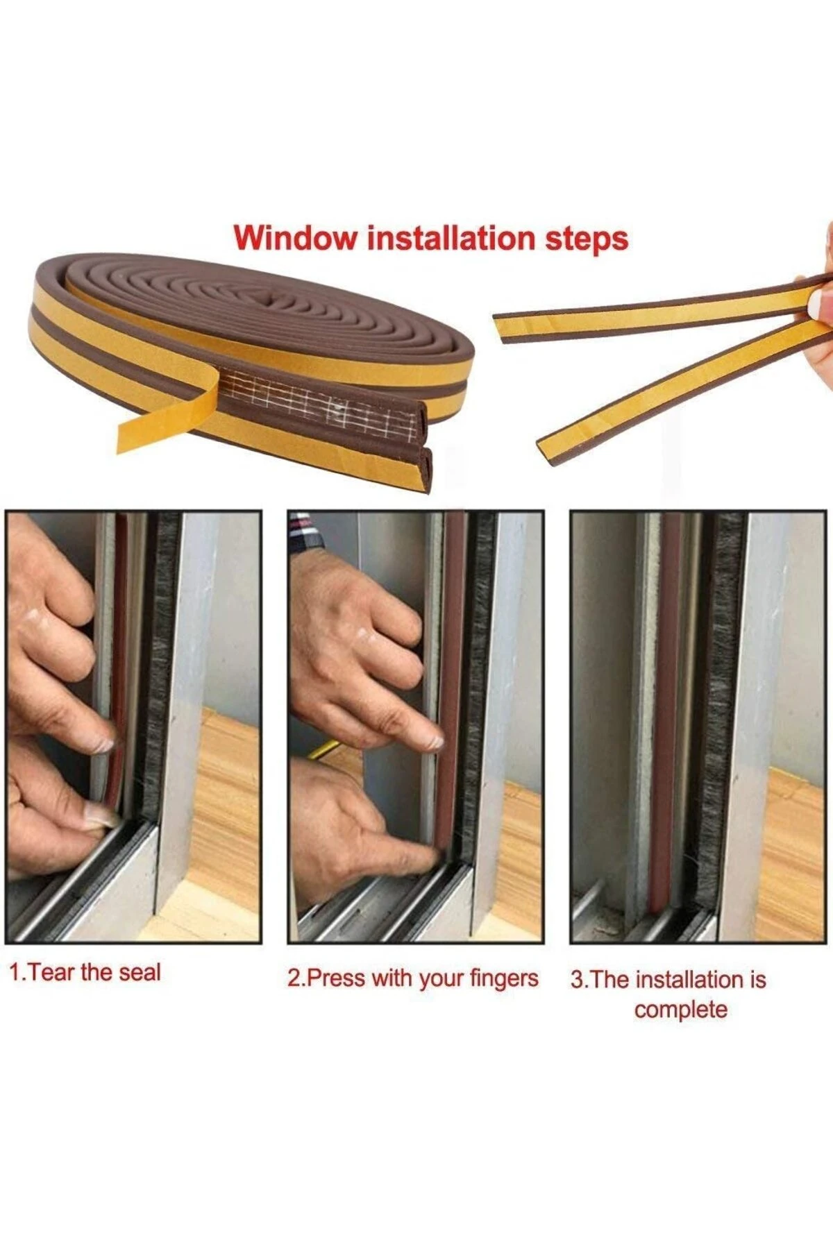 KAHVERENGİ Kapı ve Pencere Bandı İzolasyon Fitili Kauçuk 2,5 X 2 =5 mt (2li Fitil)