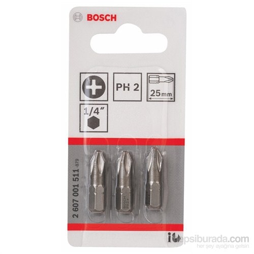 BOSCH - 3'Lü Paket - Ekstra Sert Seri Vidalama Ucu - Ph 2, 25 Mm