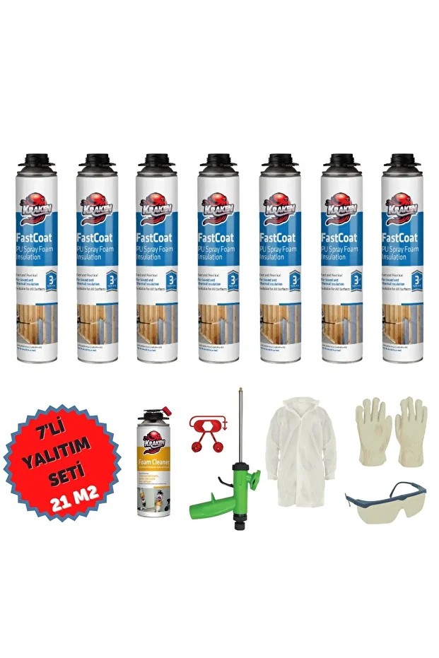 Poliüretan Termal Yalıtım Sprey Köpük 7adetx930gr Tabancalı