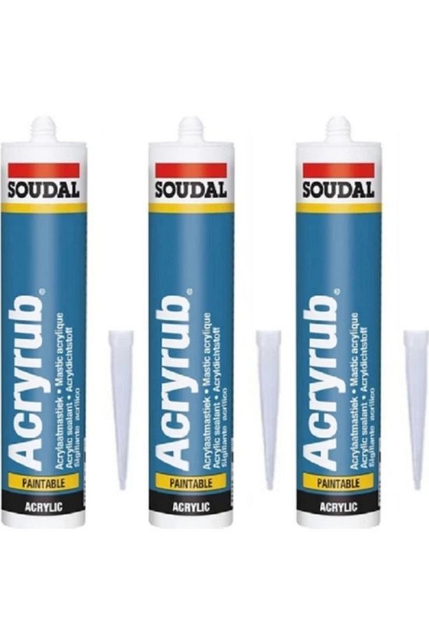 3 ADET  Acryrub Silikonize Mastik 500 Gram Beyaz