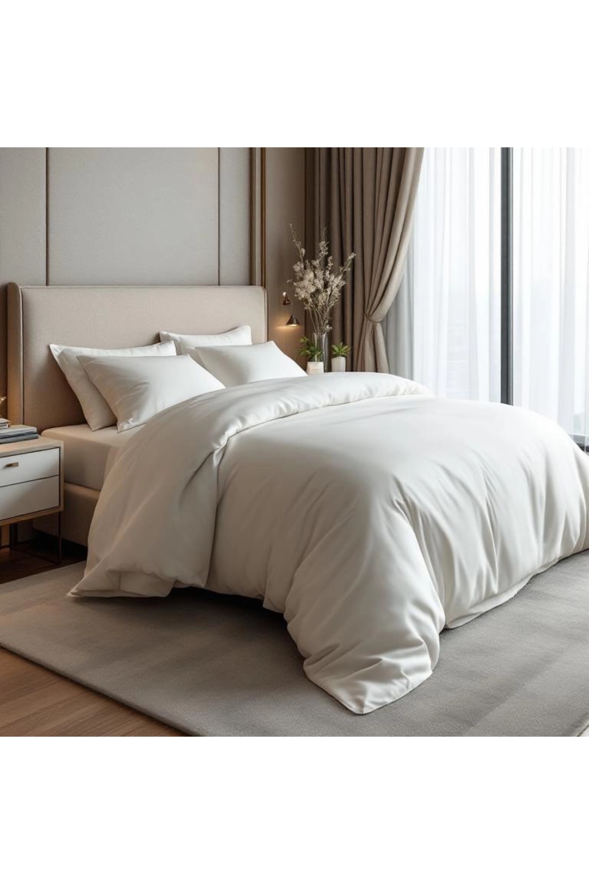 Odin 300 TC Pamuk Saten King Size Nevresim Ekru