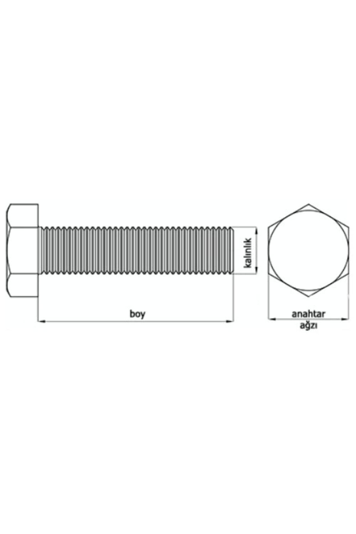 DIN933 M10*100 Mm Galv. Kaplamalı Cıvata 50 Adet