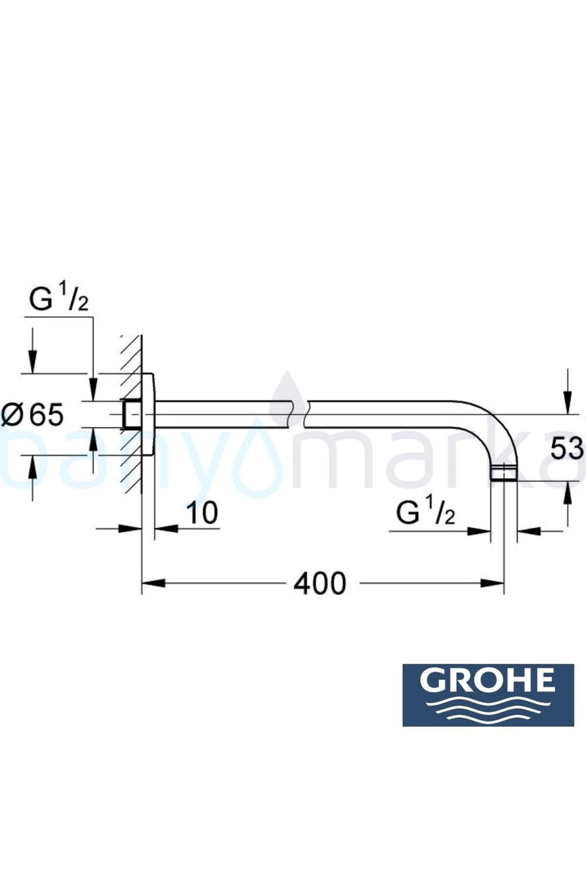 Baucontemporay Tepe Duşu Dirseği 400 Mm - 27851000