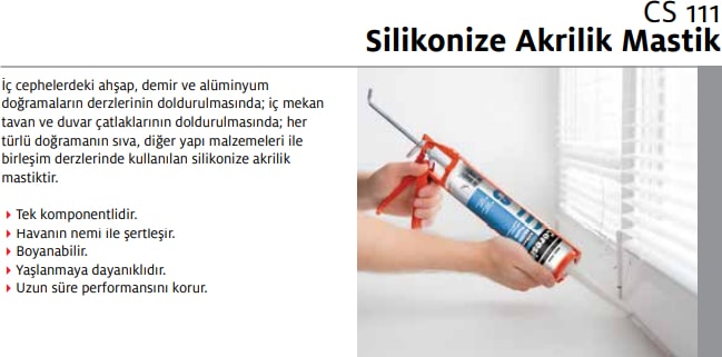 Cs 111 Silikonize Akrilik Mastik Antrasit Gri 240 ml 30'lu Koli