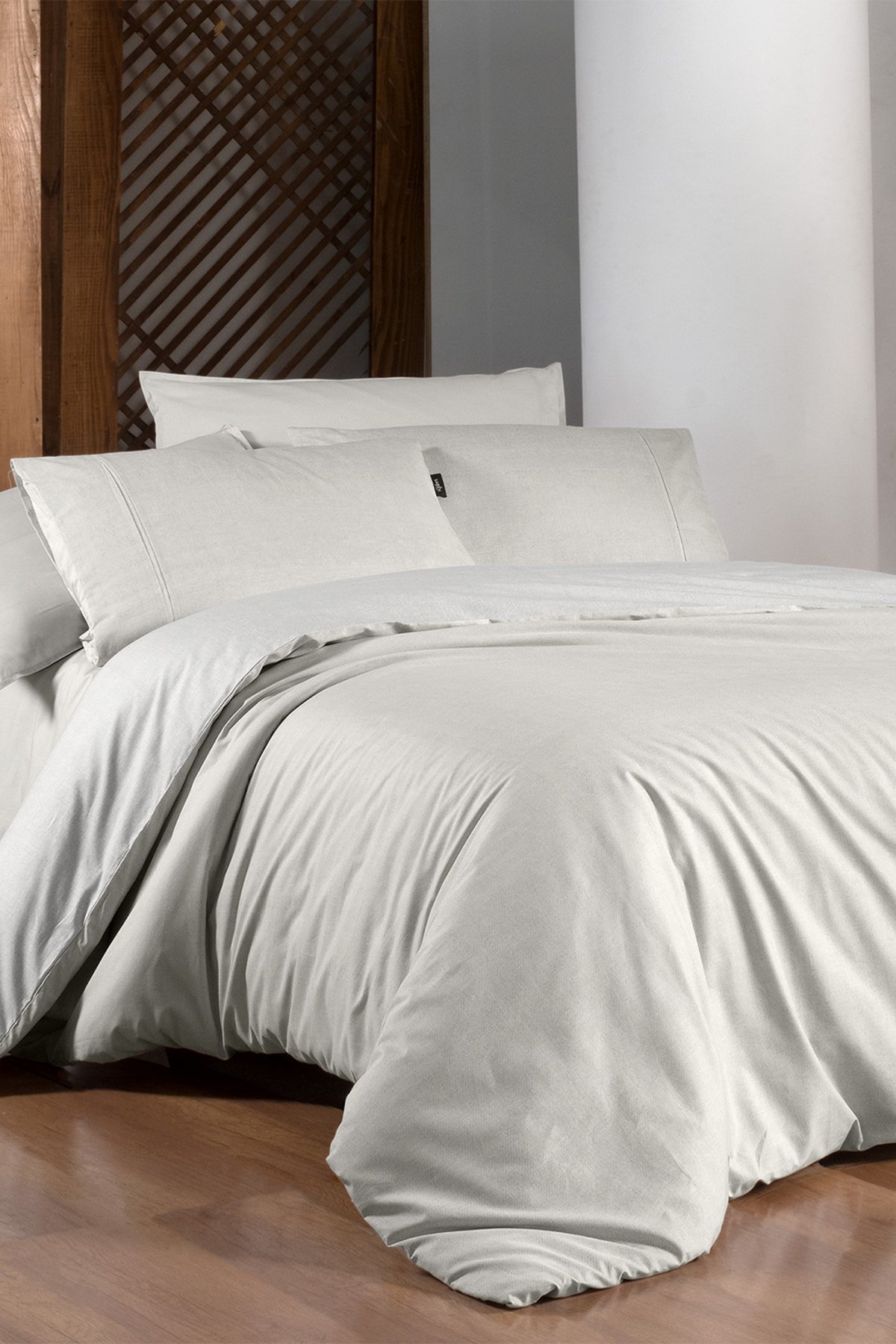 Unitwill Ekru King Size (Battal Boy) %100 Pamuk Nevresim Takımı