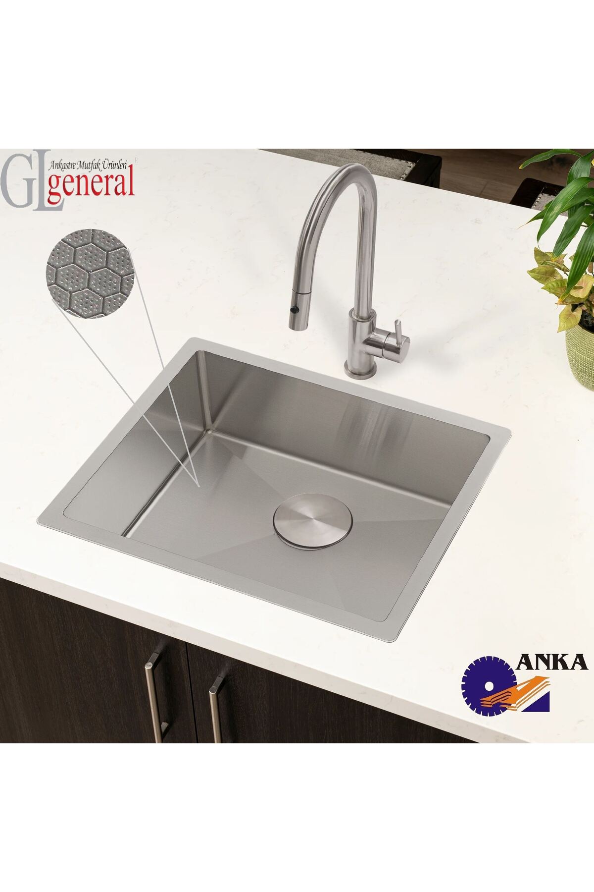 Petek Dokulu (40 50 cm) Inox Paslanmaz Çelik Evye, Mutfak Lavabosu