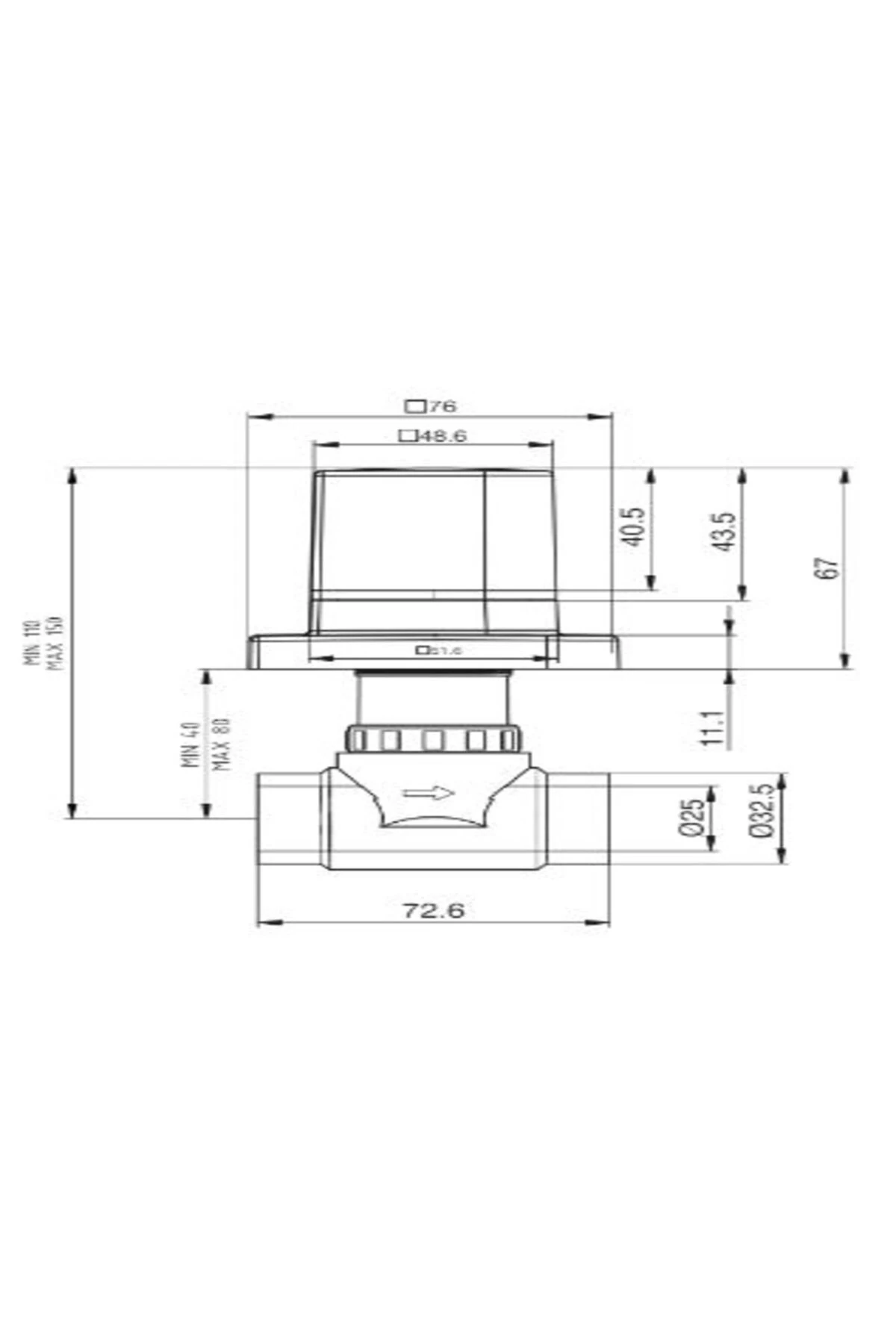 AR YAK 25MM ANKASTRE ARA KESME VALFİ - MAT SİYAH