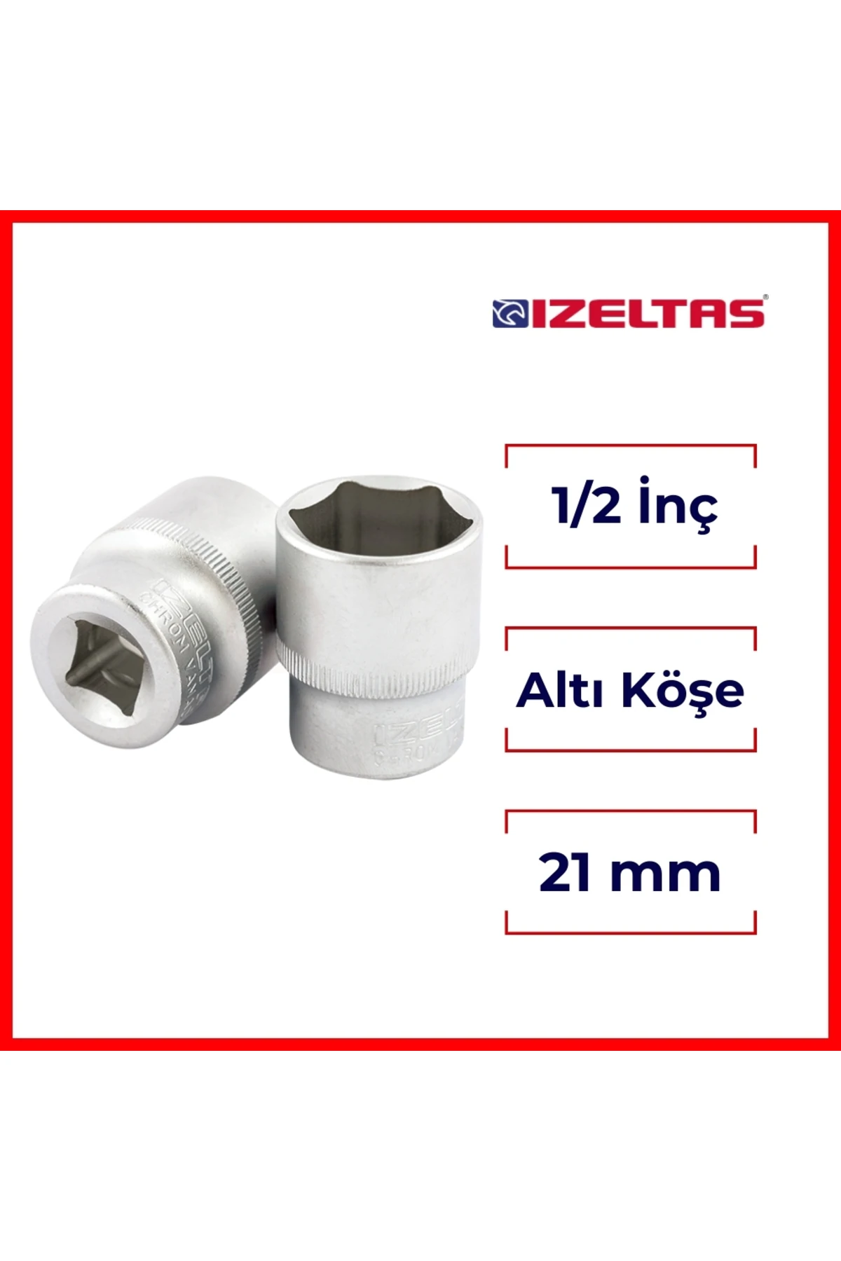 Altı Köşe Lokma Anahtar, 1/2 İnç 21 mm, Yüksek Tork Dayanımı