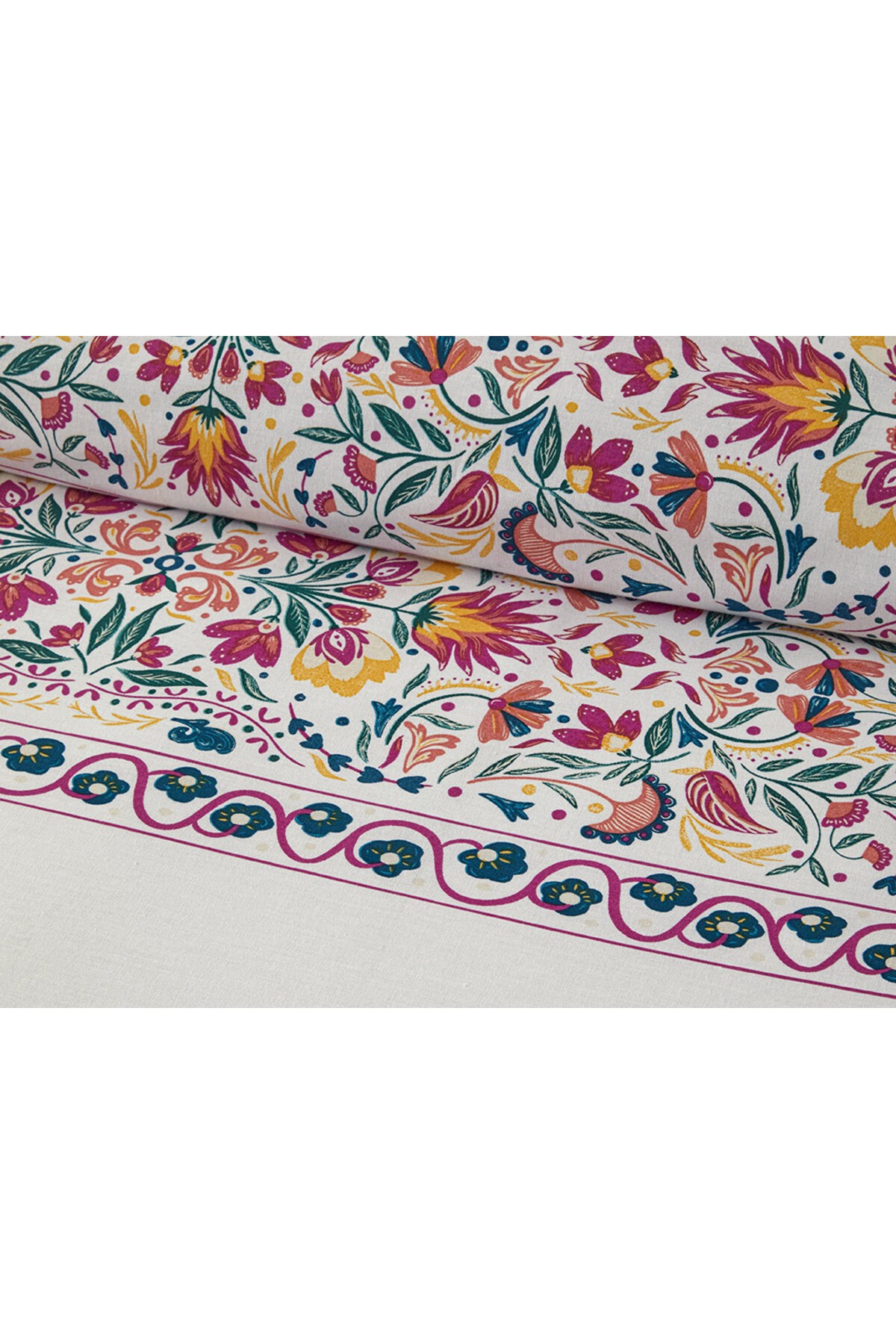 Folk Blossom King Size Nevresim Seti Fuşya