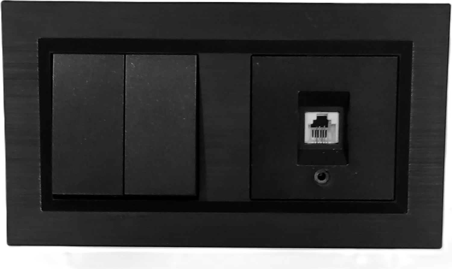 Quantum Siyah Komütatör (İkili Anahtar)+Nümeris (Telefon) Prizi 2'li Set (ovivo)