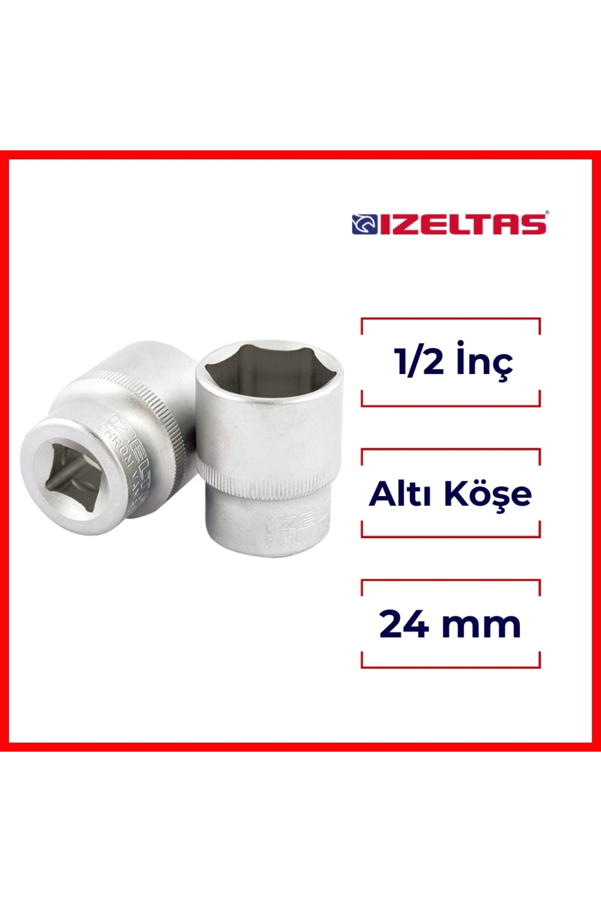 Altı Köşe Lokma Anahtar, 1/2 İnç 24 mm, Yüksek Tork Dayanımı