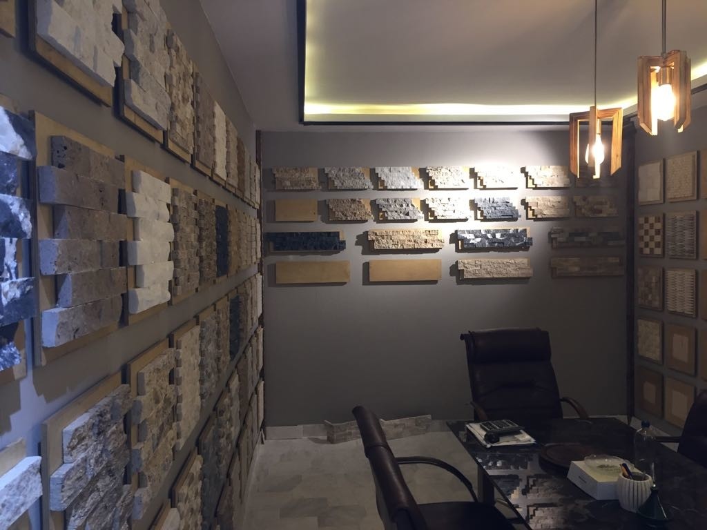 5X10Cm Gümüş Doğal Taş Traverten Patlatma Mozaik Duvar Kaplama