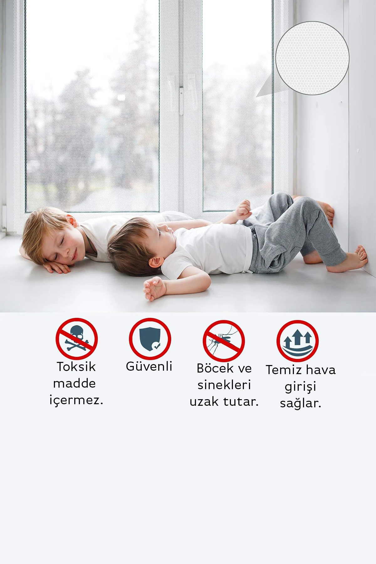 Pencere Sinekliği 130x150 Cm Çift Taraflı Bantlı Sinek Önleyici Kovucu Tül Perde Kapı Sinekliği Teli