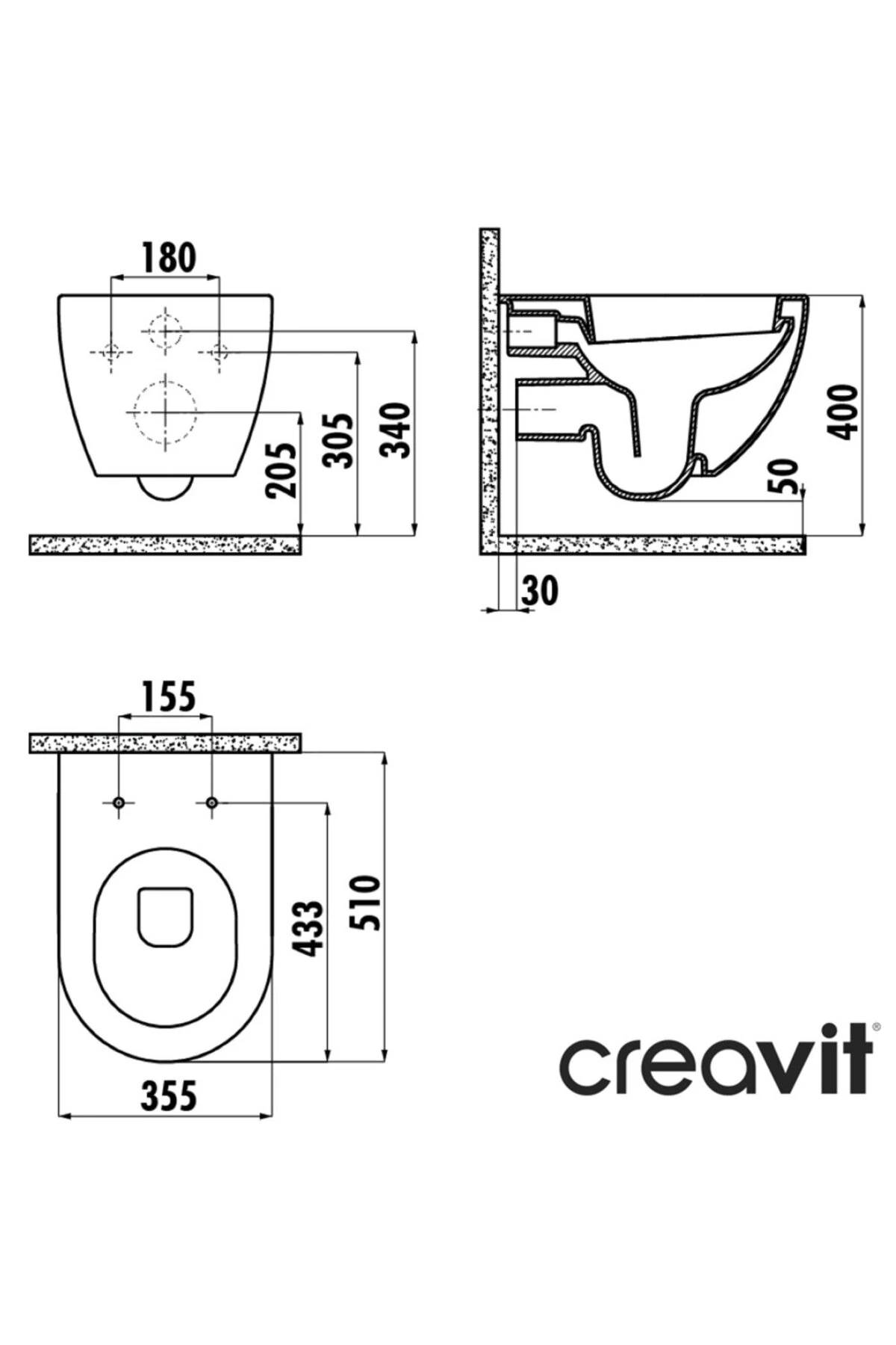 Free Mat Siyah Kanallı Asma Klozet FE320, Duck Duroplast Yavaş Kapak