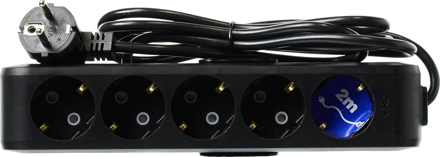 5lı 2mt Topraklı Korumalı Siyah Priz