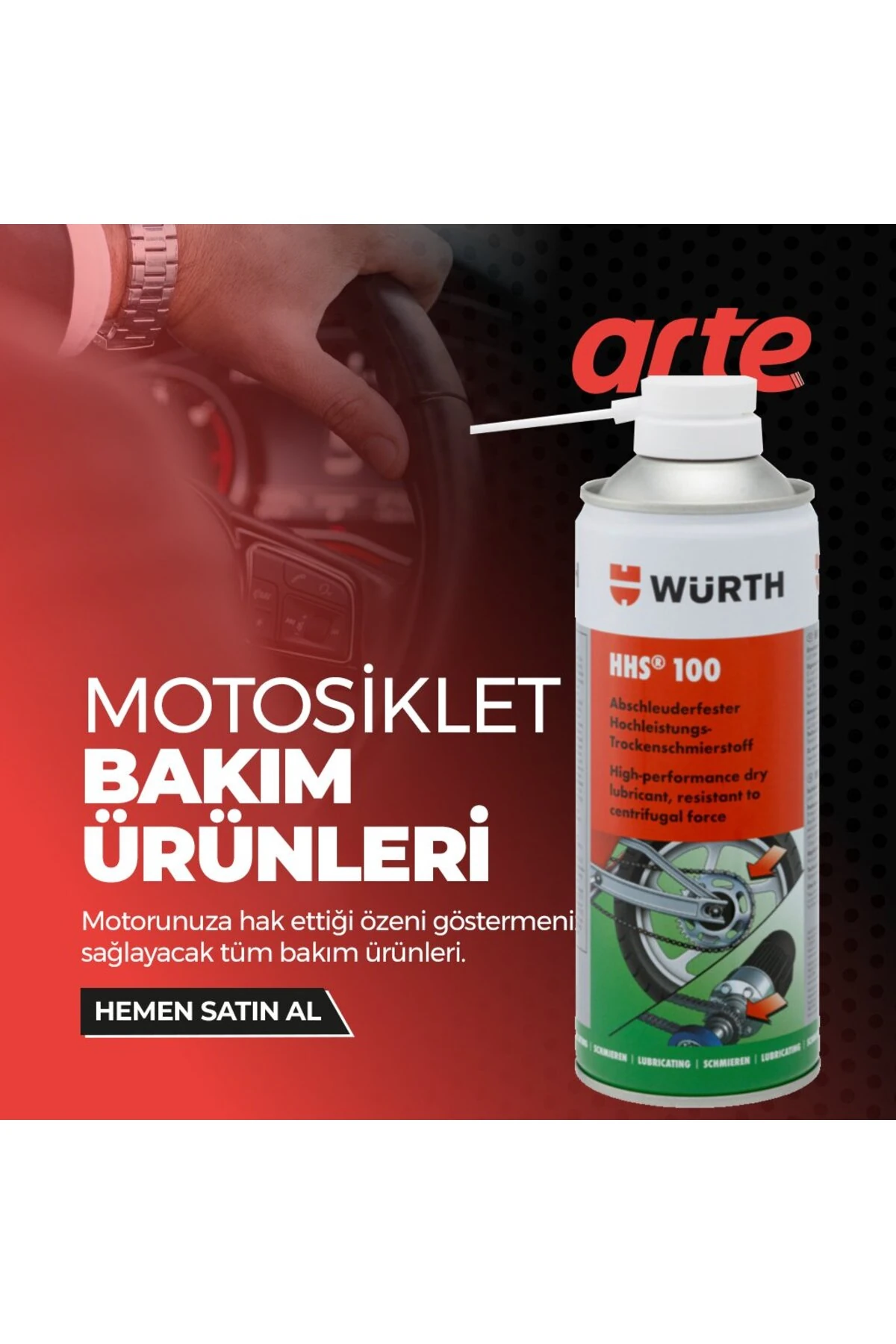 HHS Drylube (HHS 100) Motorsiklet Zincir Yağı Sprey 400 Ml