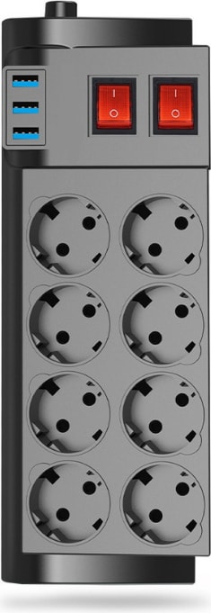 8'li Termal Akım Korumalı Priz 3 USB Li - Çocuk Korumalı USB Girişli