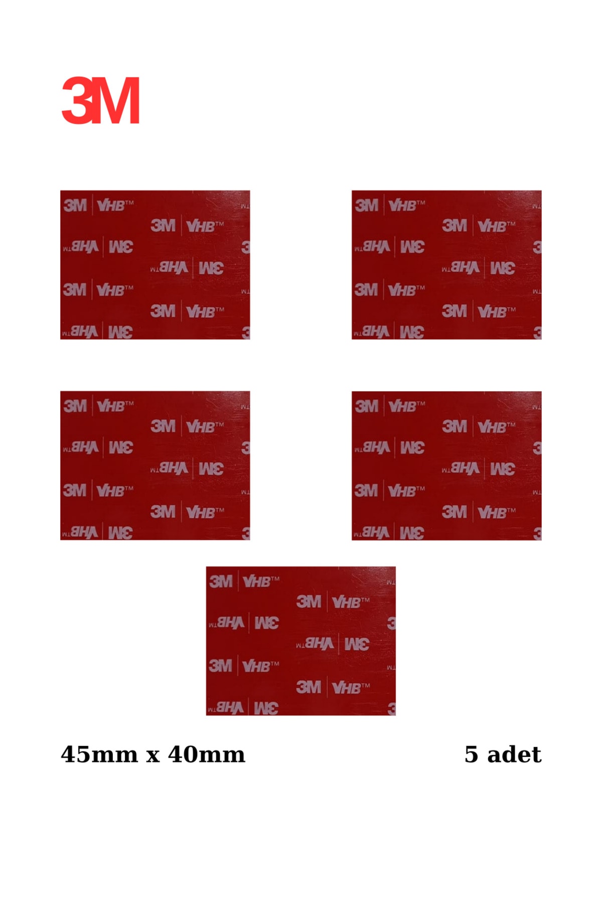 45x40x1mm Yedek Güçlü Çift Taraflı Vhb Bant Die Cut Kesim (5 ADET)